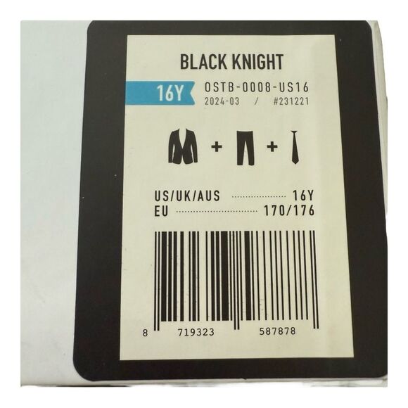 OppoSuits Boys Black Knight Suit Set Size 16Y - Sealed Box, Jacket, Pants, Tie - Picture 3 of 6